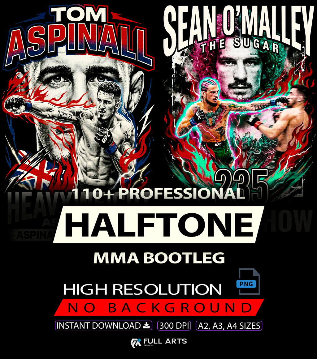 Paquete de más de 110 diseños bootleg de MMA con semitonos