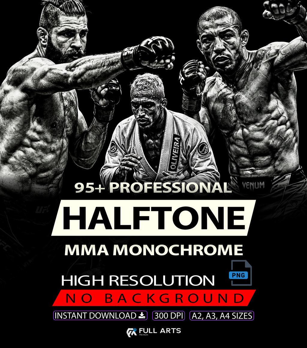 Paquete de más de 95 diseños monocromáticos semitonos de MMA