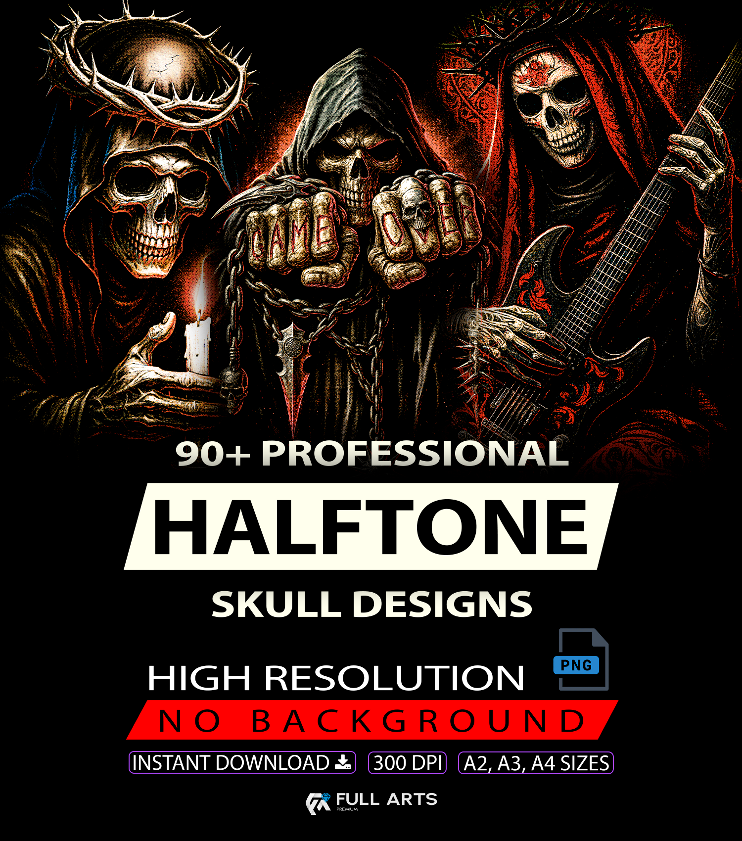 Pack Calaveras en Semitono 90+ Diseños