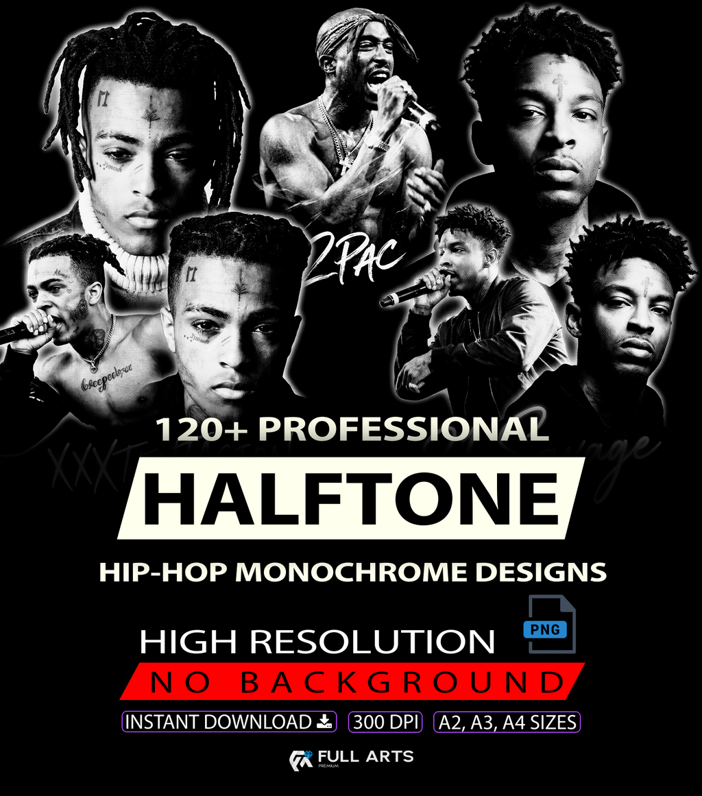 Más de 120 diseños monocromáticos de hip-hop en semitonos