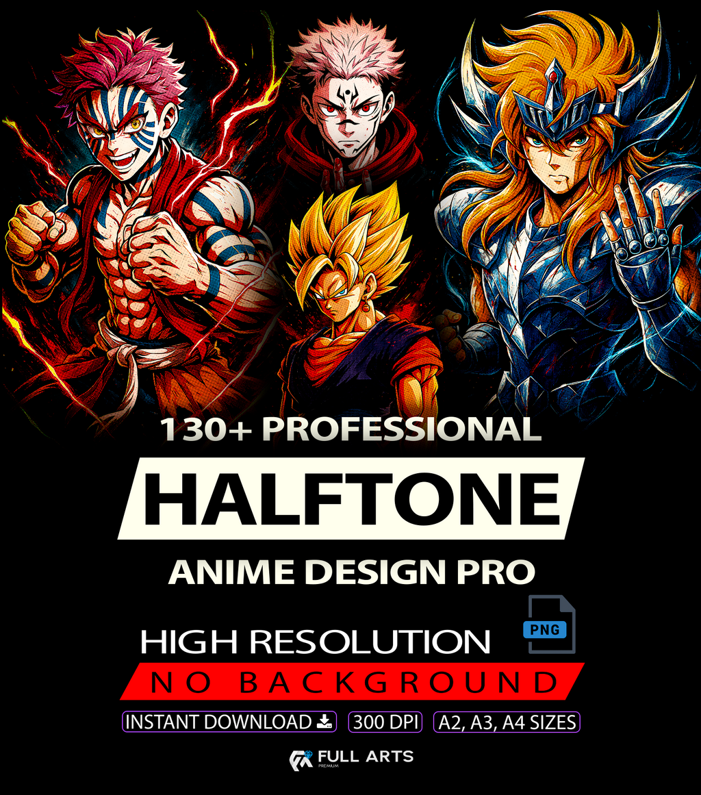 Paquete de más de 130 diseños de anime en semitonos