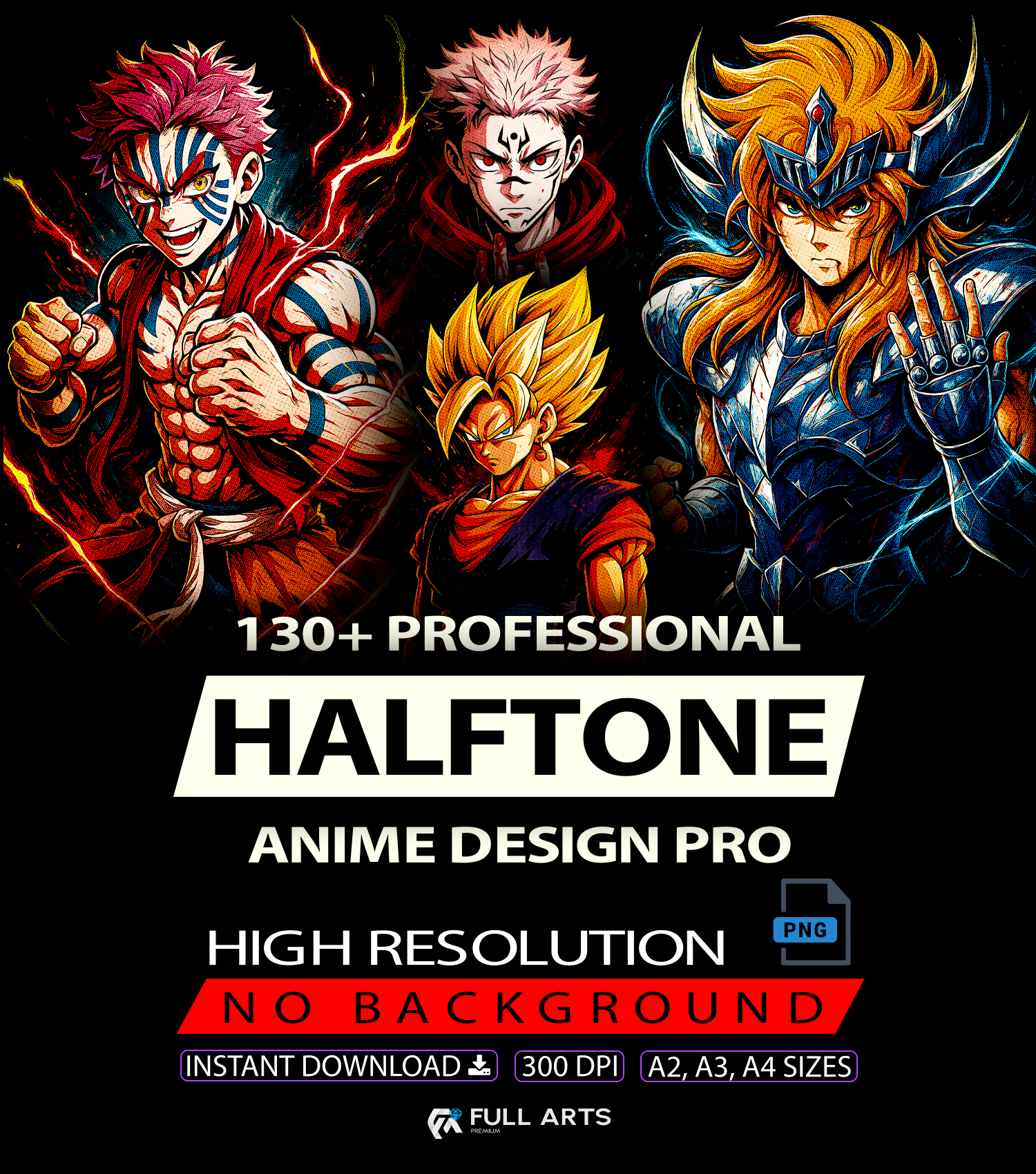Paquete de más de 130 diseños de anime en semitonos
