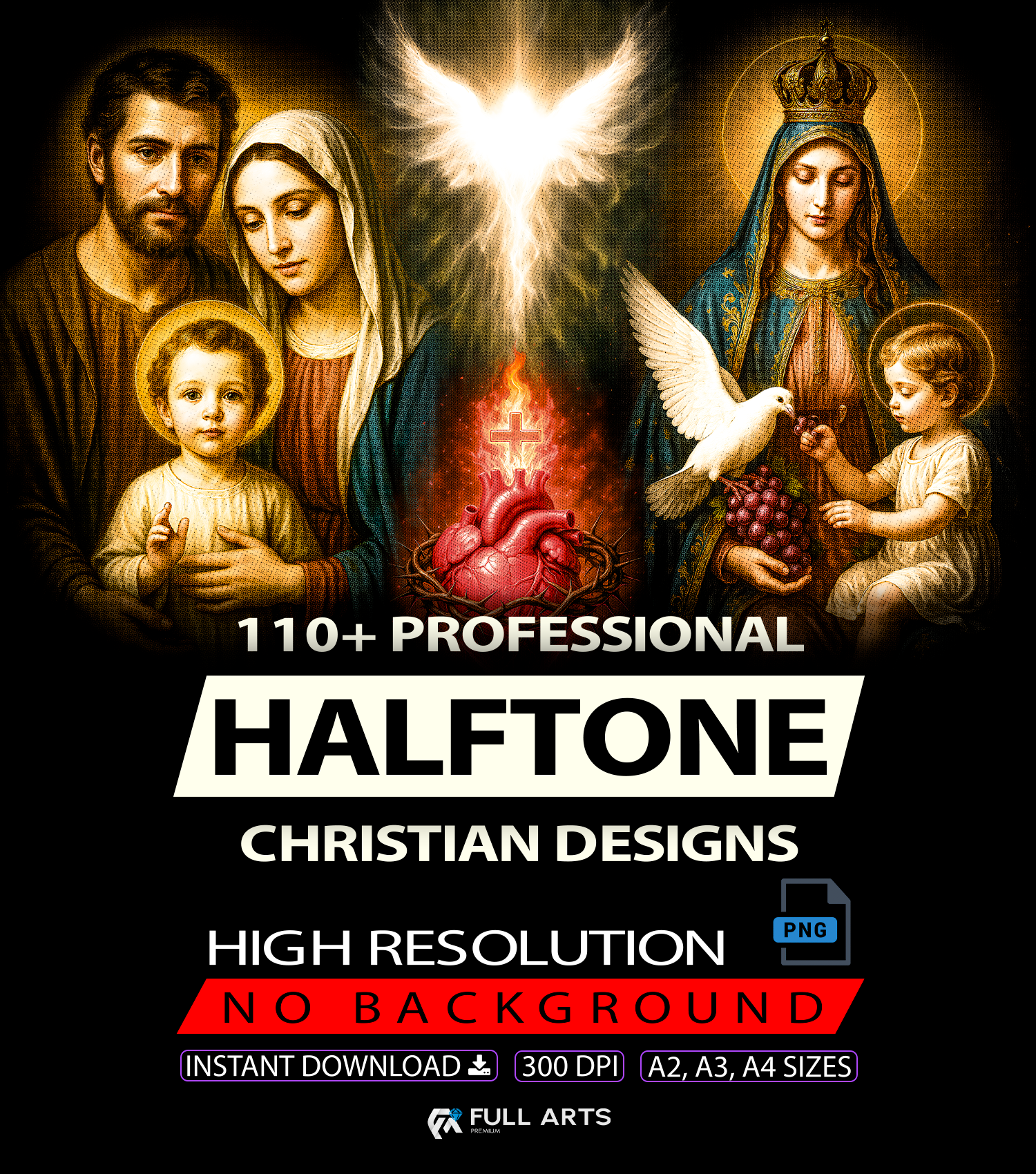 Paquete de más de 110 diseños cristianos semitonos