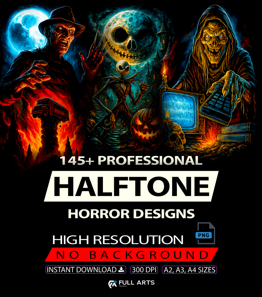 Paquete de más de 145 diseños de terror de semitonos