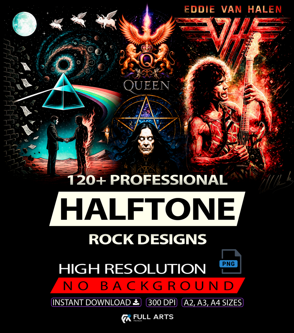 Paquete de más de 120 Diseños Halftone Rock