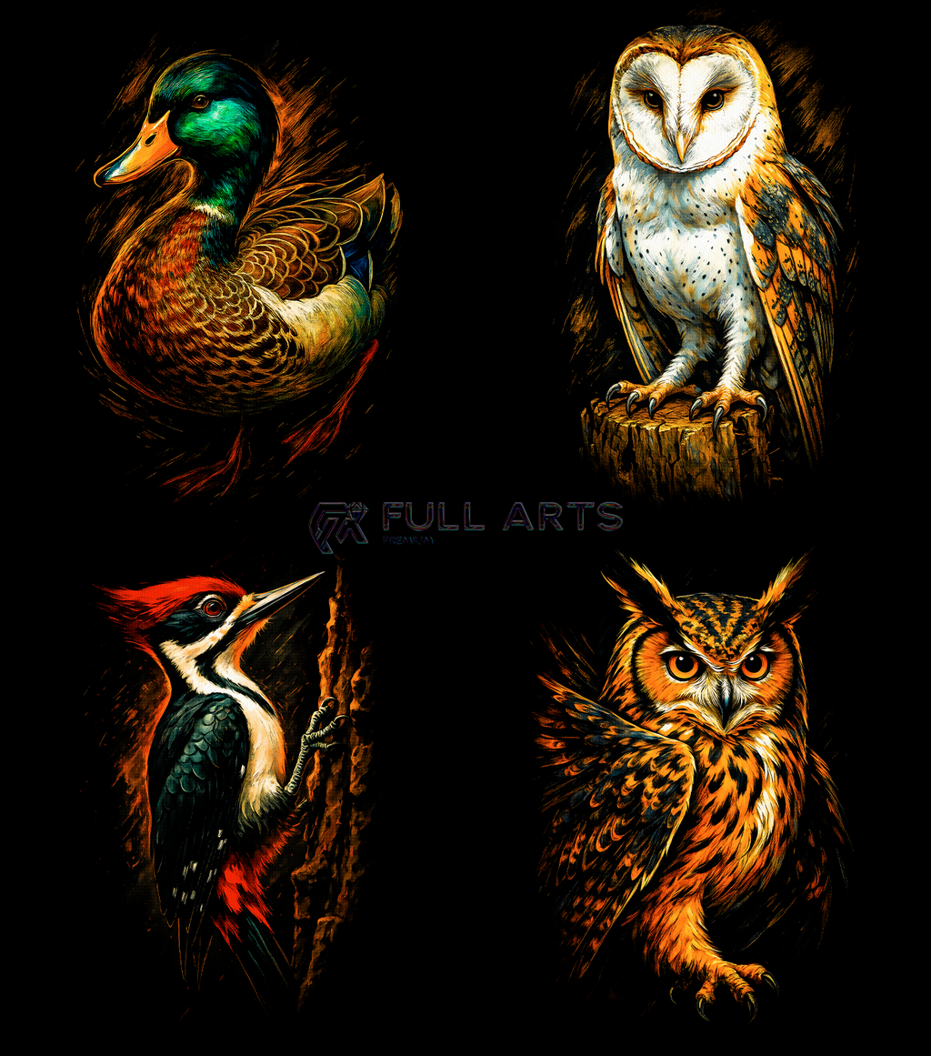 Paquete de más de 110 diseños de aves con semitonos