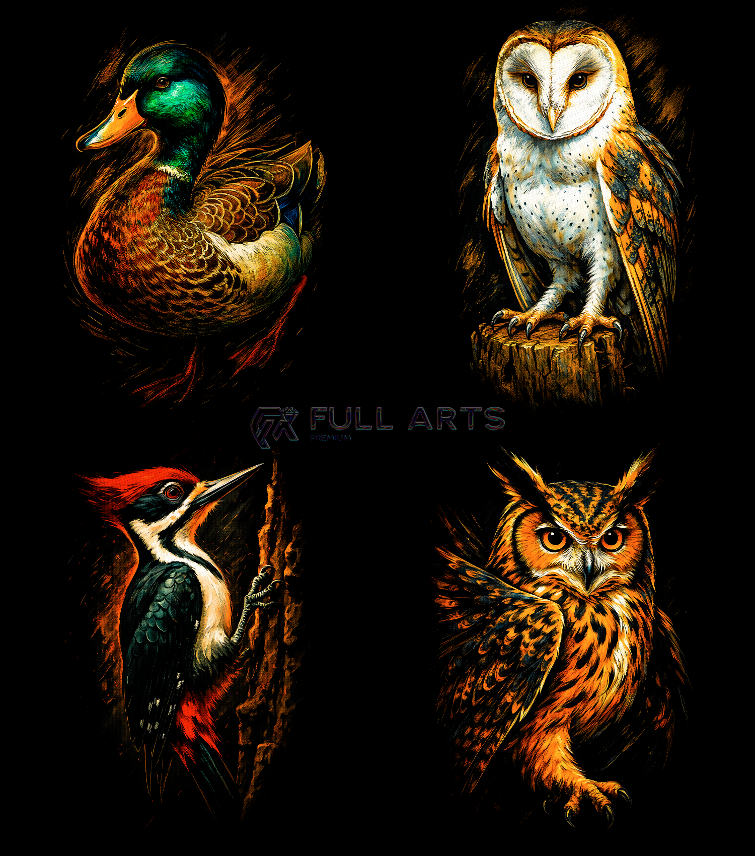 Paquete de más de 110 diseños de aves con semitonos