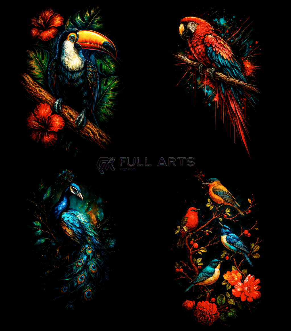 Paquete de más de 110 diseños de aves con semitonos