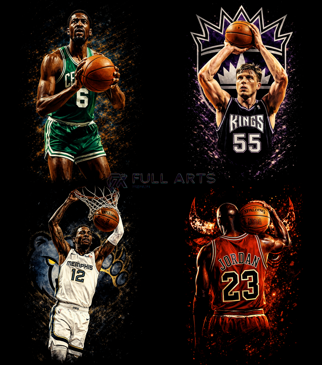 Paquete de más de 75 diseños de leyendas de la NBA en semitonos