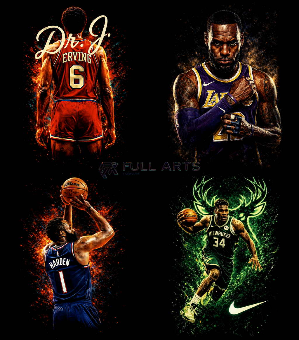 Paquete de más de 75 diseños de leyendas de la NBA en semitonos
