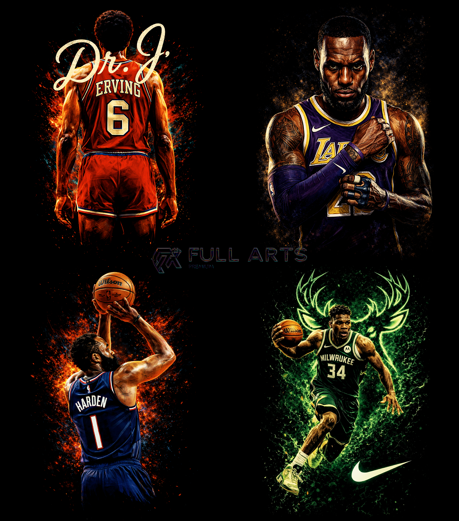 Paquete de más de 75 diseños de leyendas de la NBA en semitonos