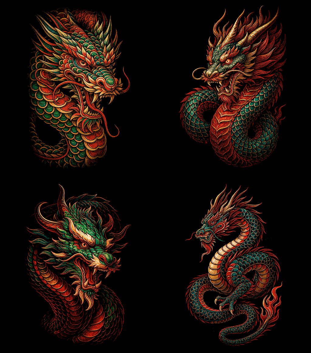 Dragones Pack 60 Diseños en Semitono