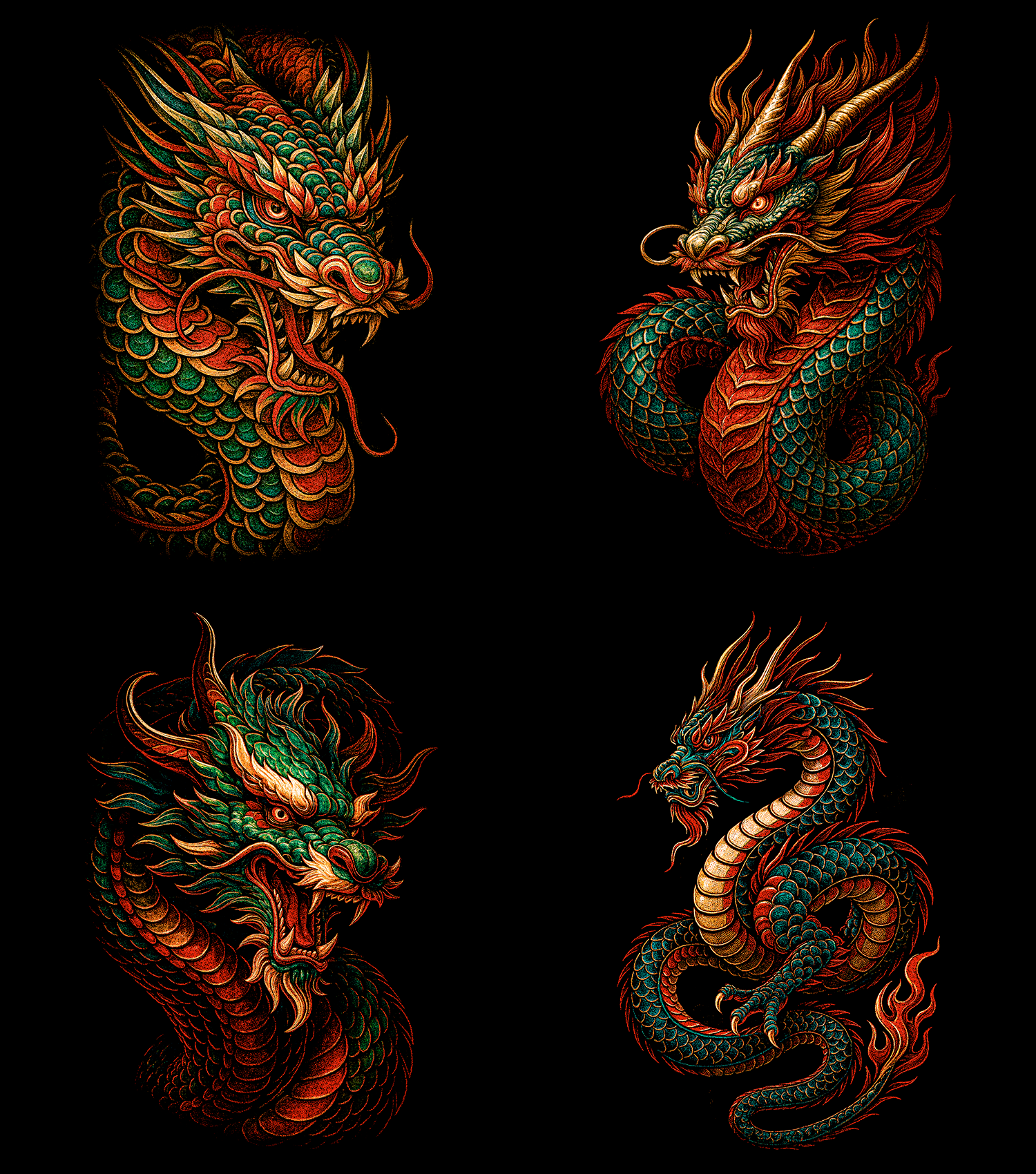 Dragones Pack 60 Diseños en Semitono