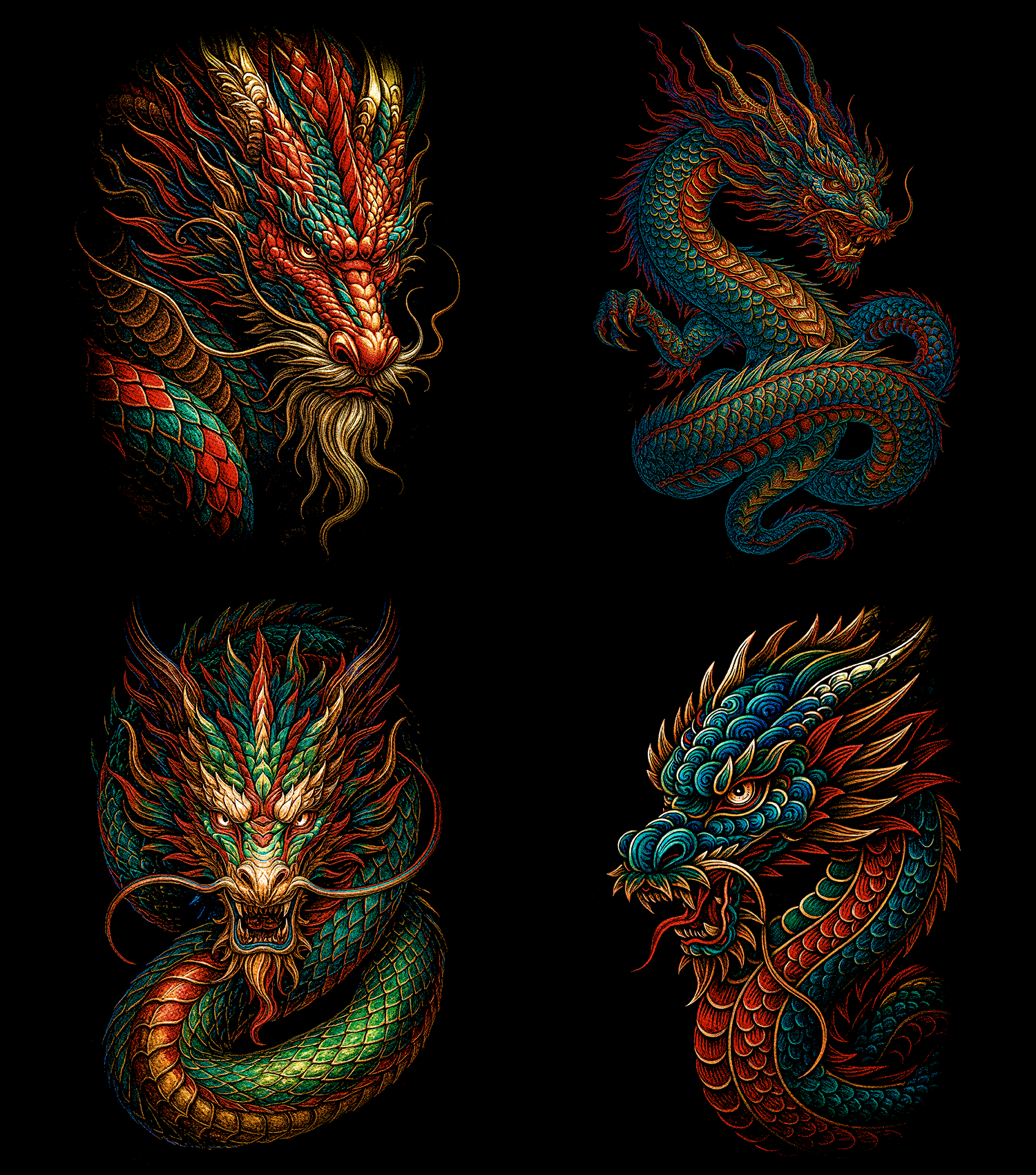 Dragones Pack 60 Diseños en Semitono