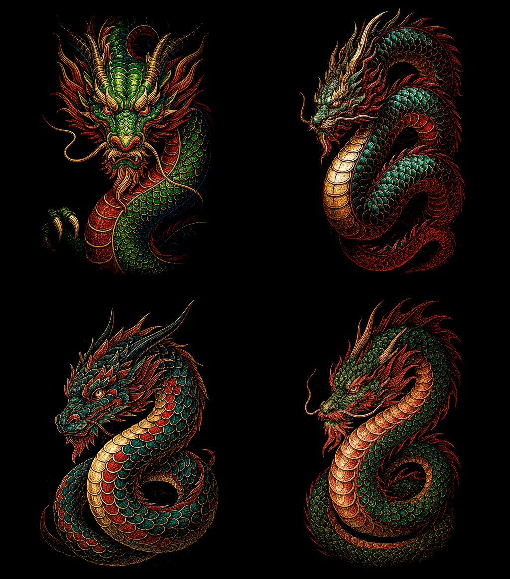 Dragones Pack 60 Diseños en Semitono