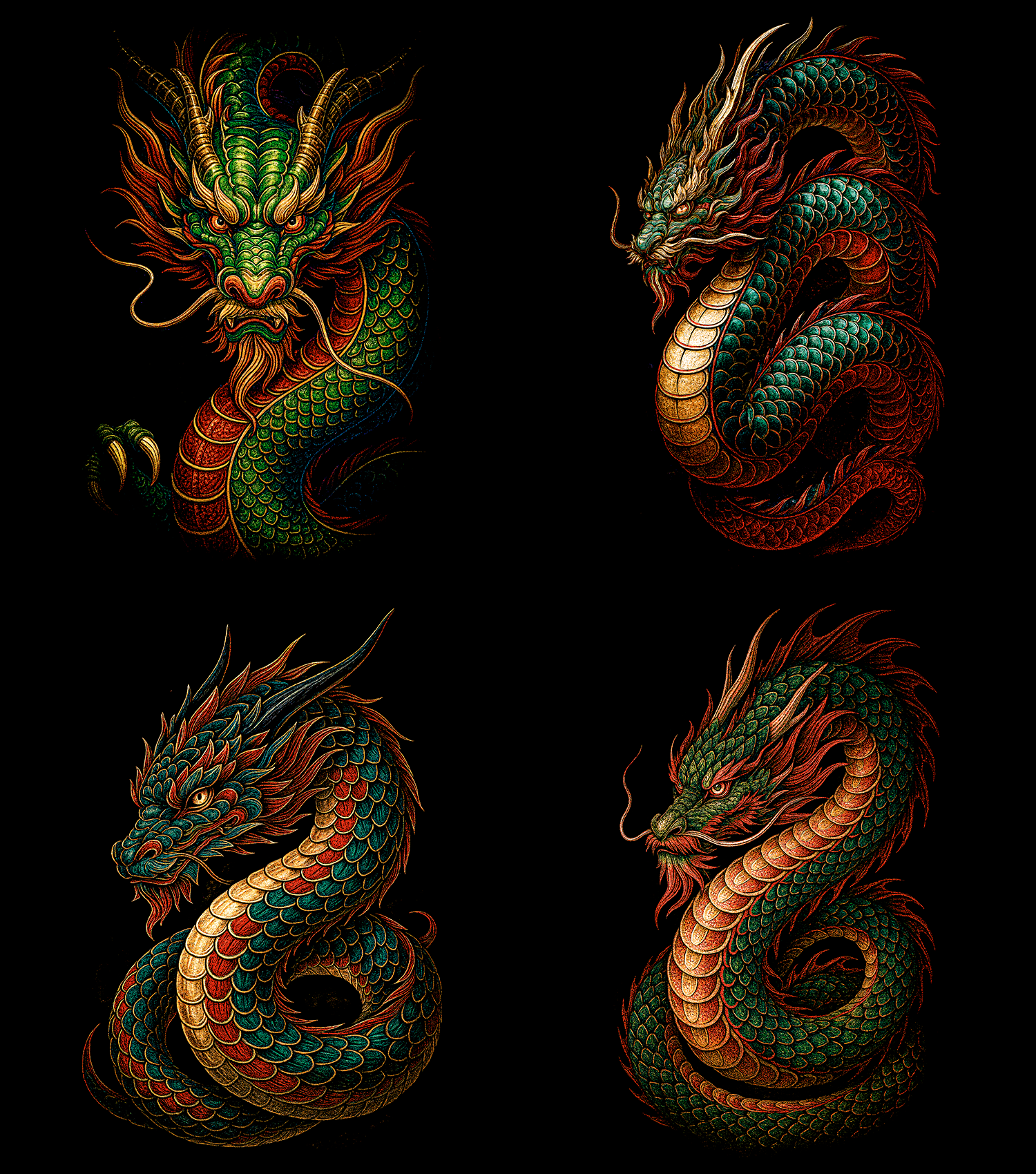 Dragones Pack 60 Diseños en Semitono