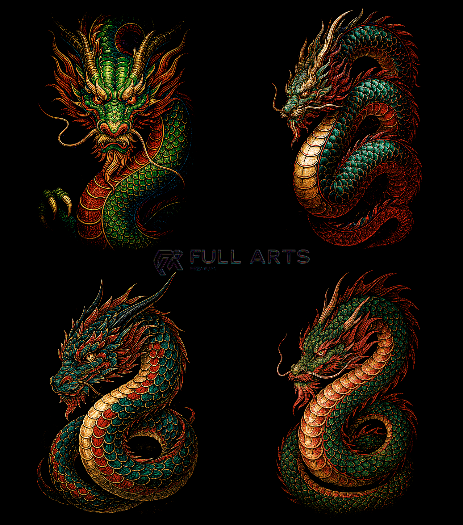Dragones Pack 60 Diseños en Semitono
