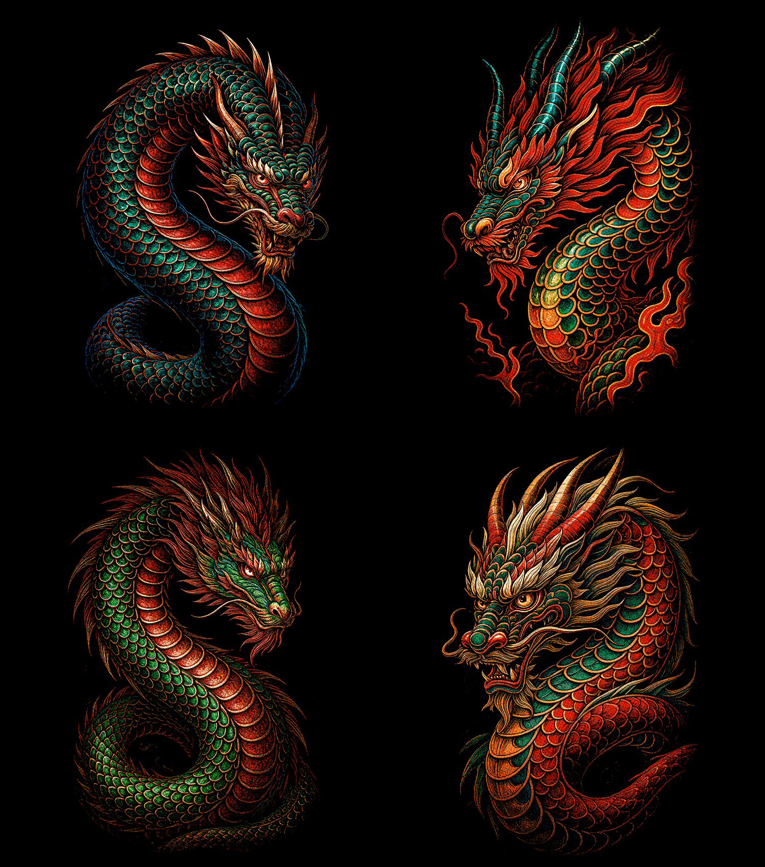 Dragones Pack 60 Diseños en Semitono