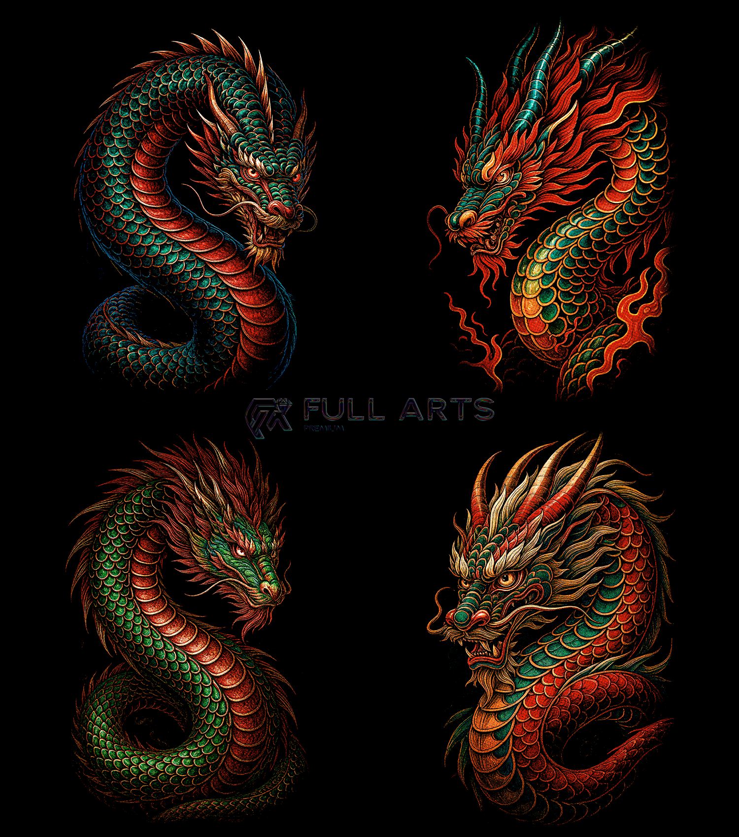 Dragones Pack 60 Diseños en Semitono