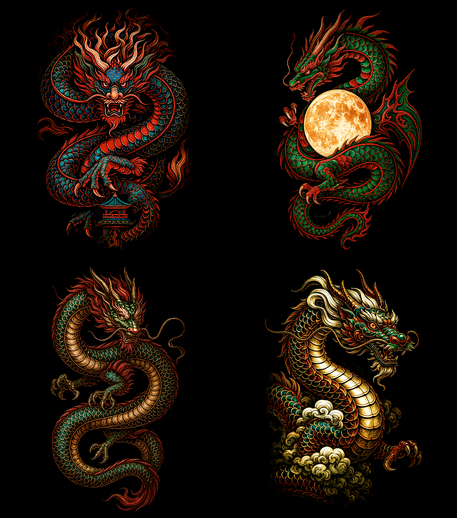 Dragones Pack 60 Diseños en Semitono