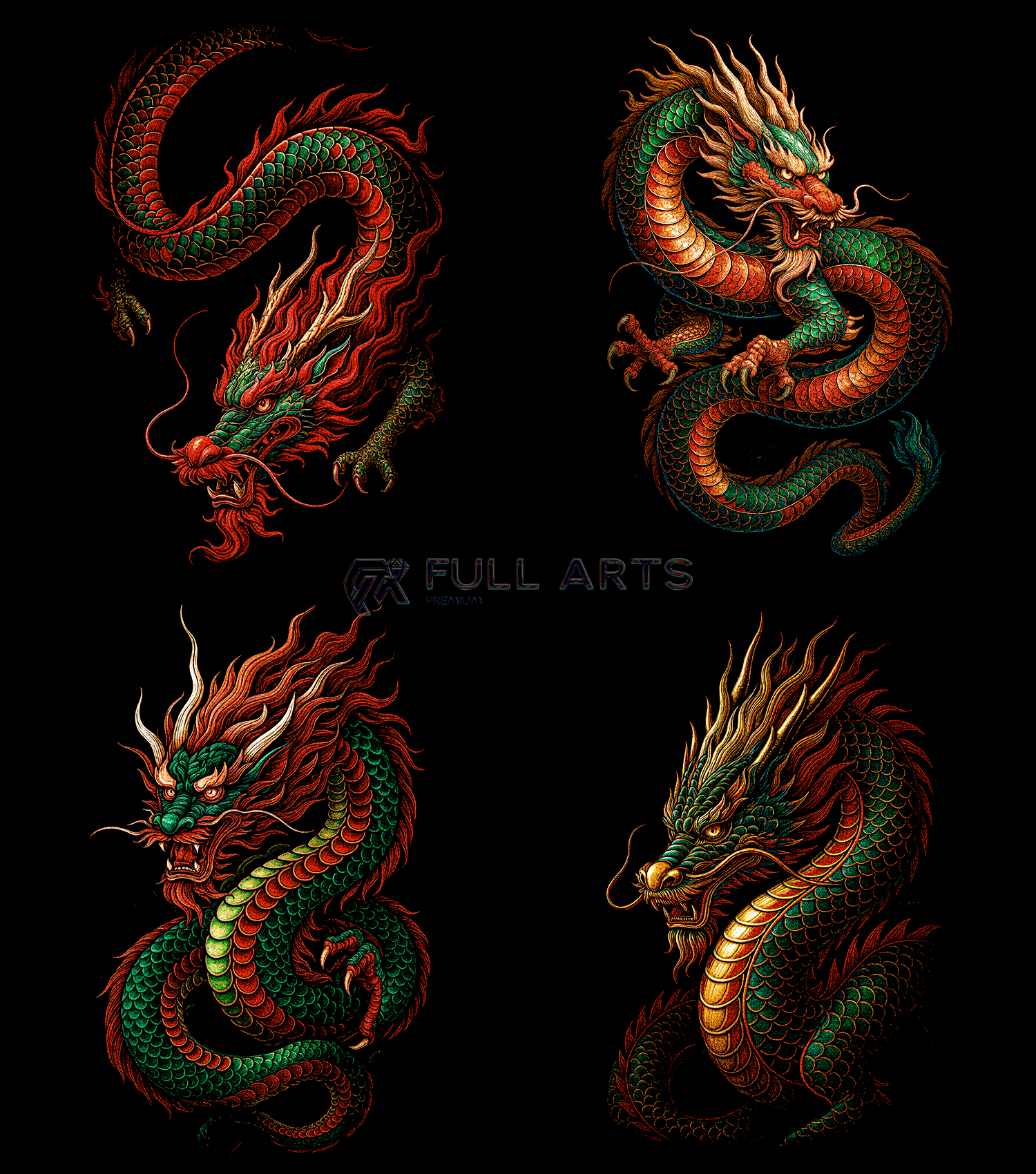 Dragones Pack 60 Diseños en Semitono