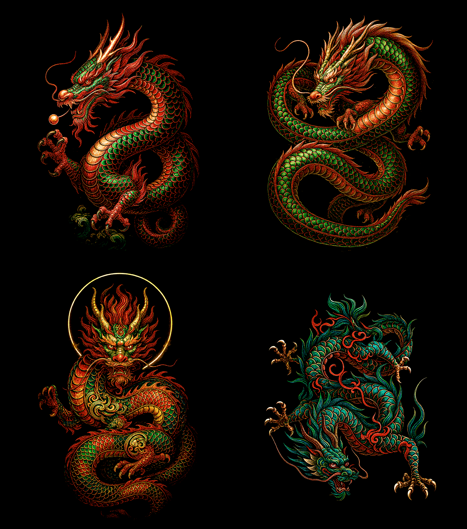 Dragones Pack 60 Diseños en Semitono