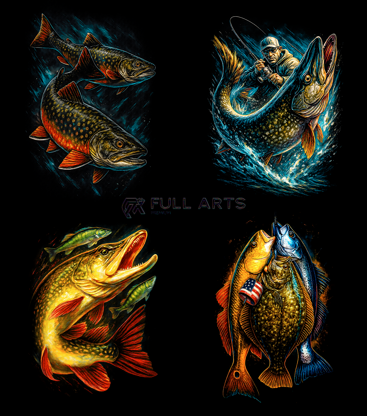 Paquete de más de 115 diseños de pesca con semitonos