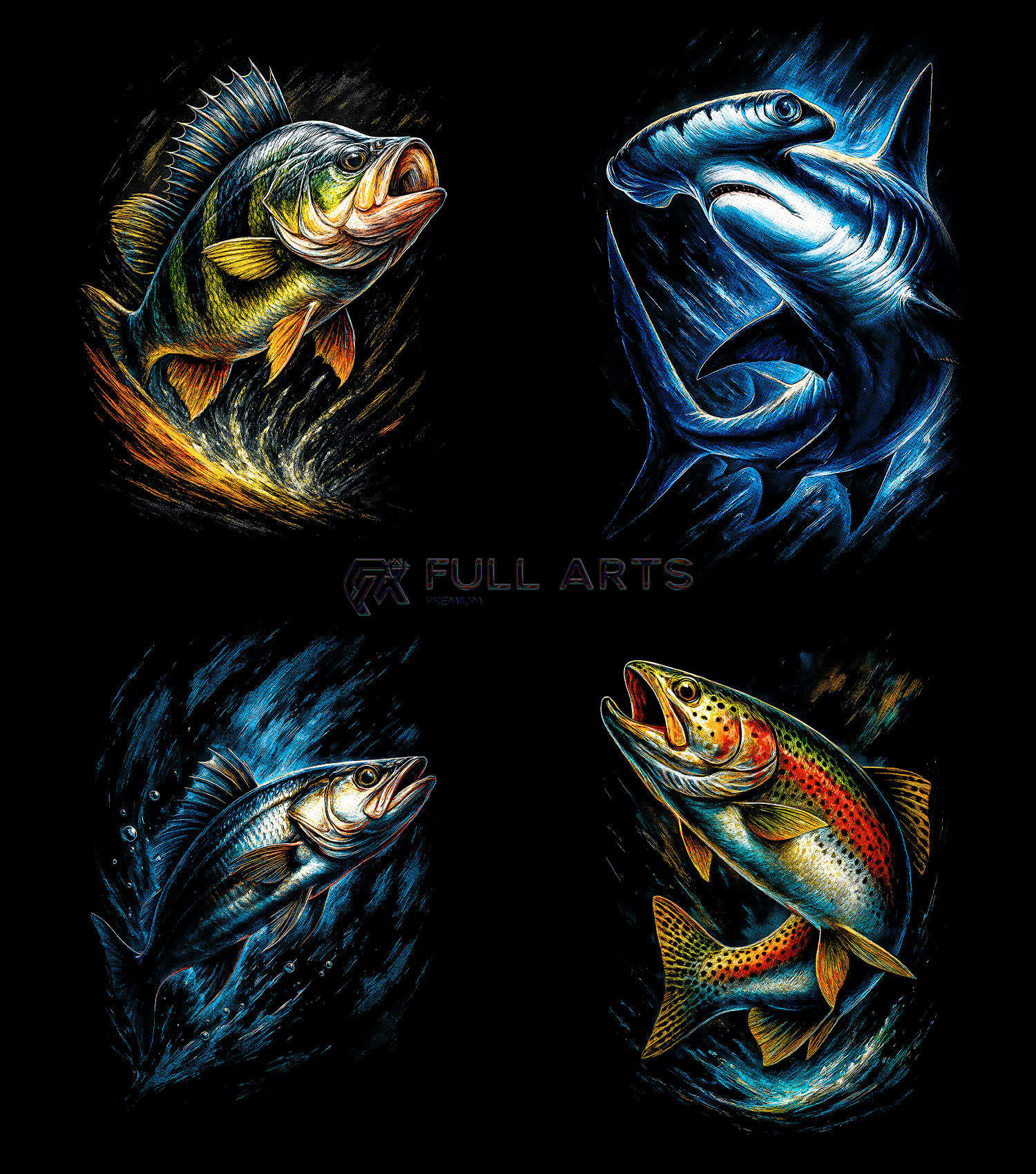 Paquete de más de 115 diseños de pesca con semitonos