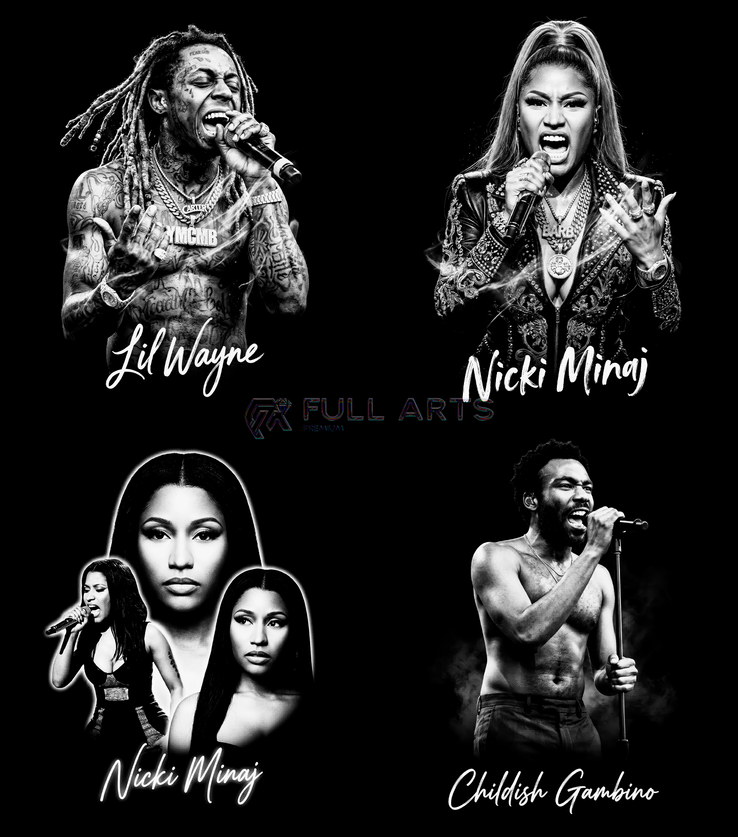 Más de 120 diseños monocromáticos de hip-hop en semitonos