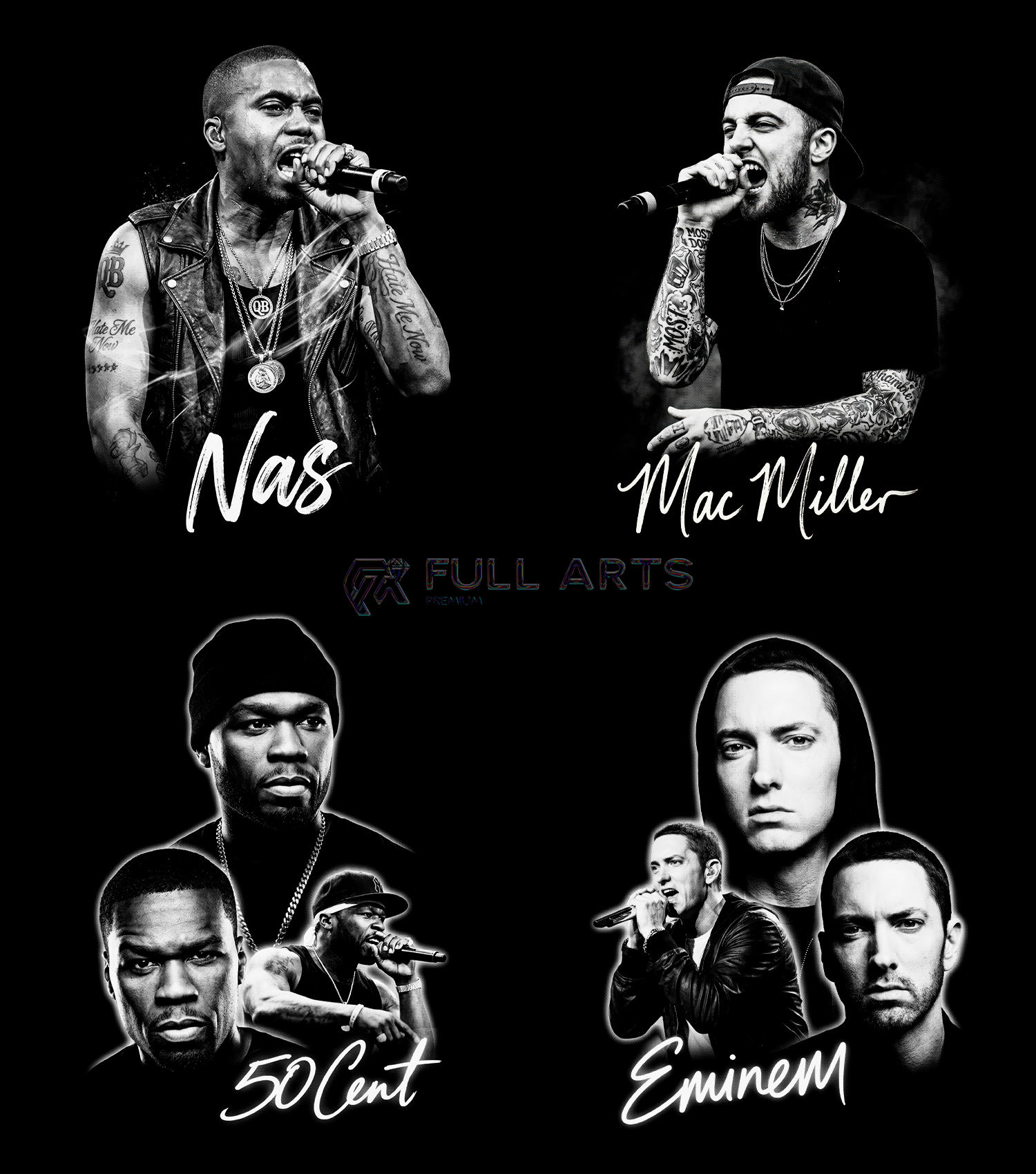 Más de 120 diseños monocromáticos de hip-hop en semitonos