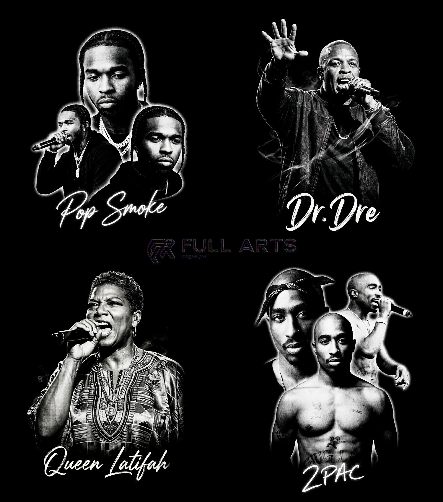 Más de 120 diseños monocromáticos de hip-hop en semitonos
