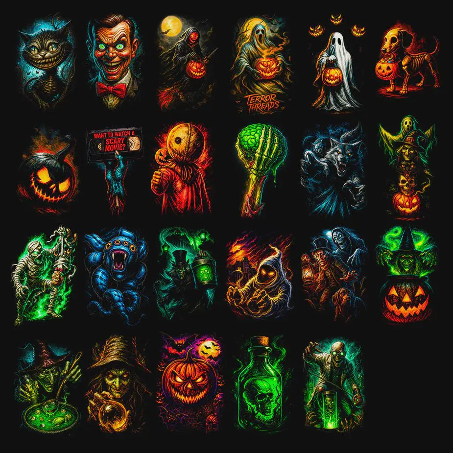 Paquete de más de 145 diseños de terror de semitonos