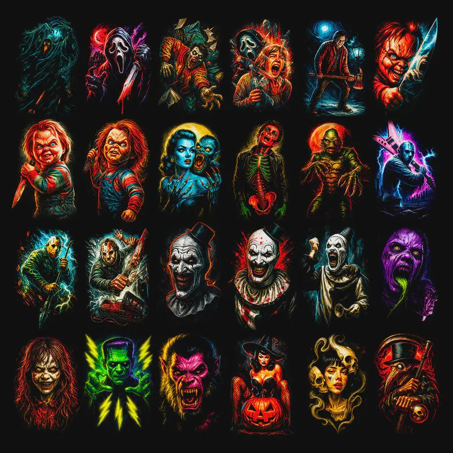 Paquete de más de 145 diseños de terror de semitonos