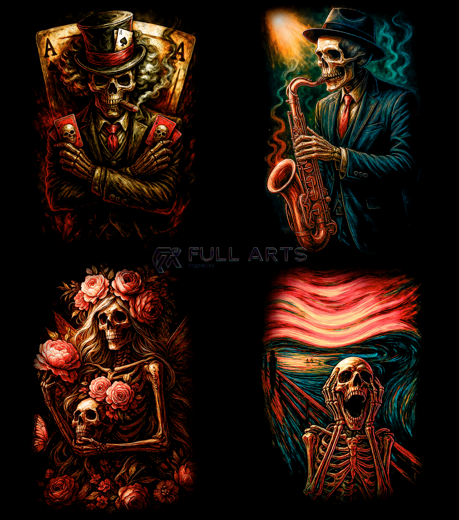 Paquete de más de 120 diseños de calaveras semitonos