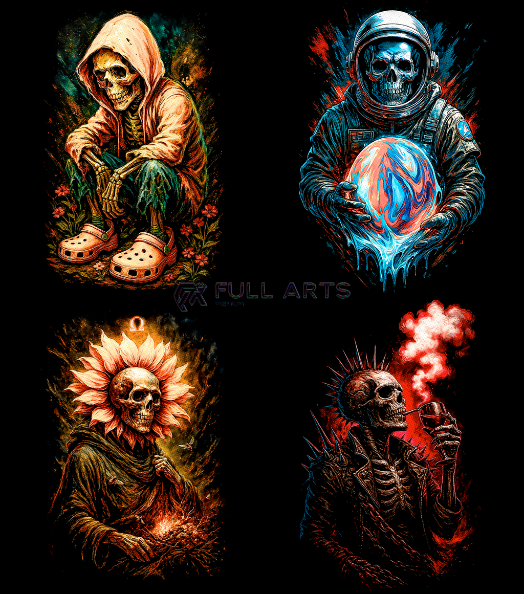 Paquete de más de 120 diseños de calaveras semitonos