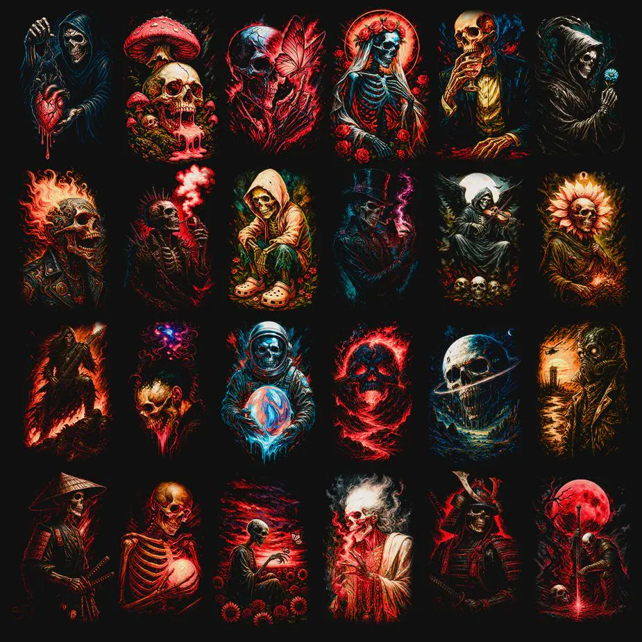 Paquete de más de 120 diseños de calaveras semitonos