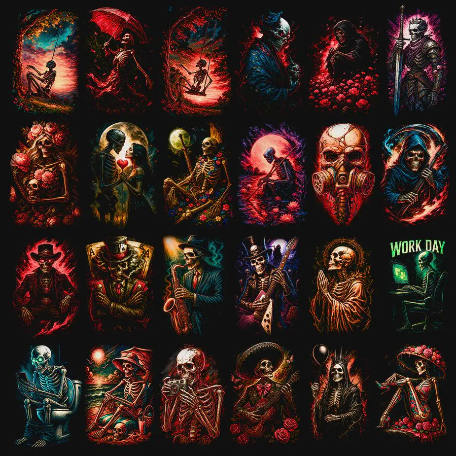 Paquete de más de 120 diseños de calaveras semitonos
