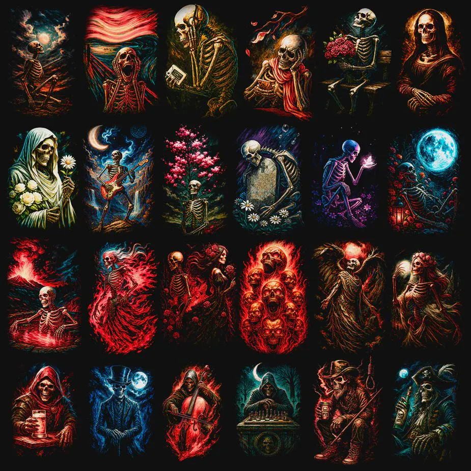 Paquete de más de 120 diseños de calaveras semitonos