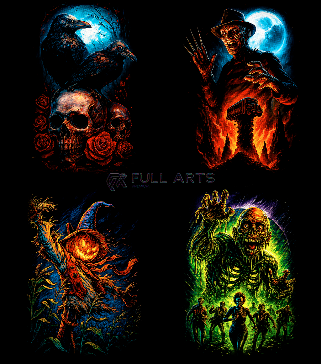 Paquete de más de 145 diseños de terror de semitonos