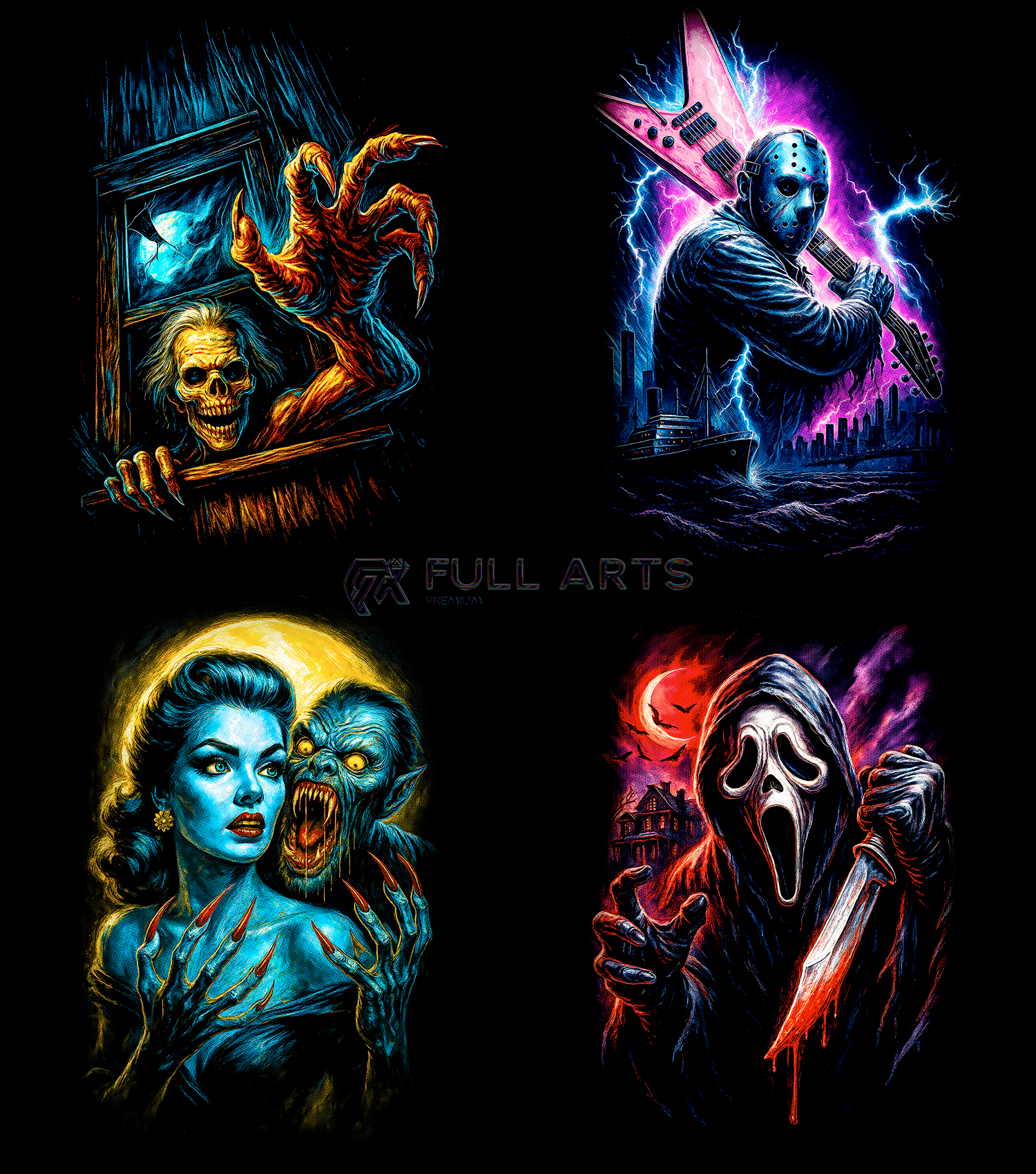 Paquete de más de 145 diseños de terror de semitonos